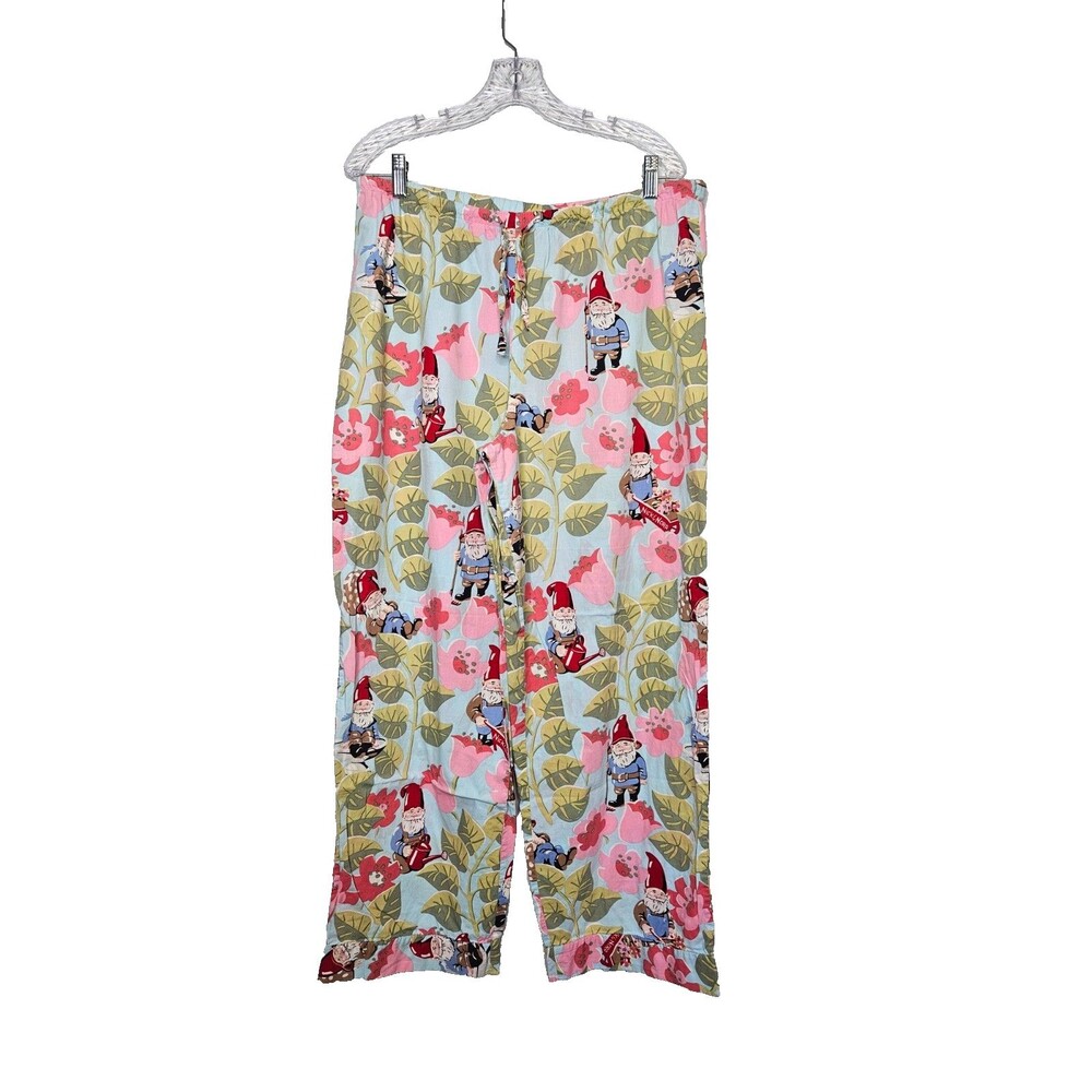 NICK & NORA Gnome Pajama Pants Womens XL 100% Cotton Elastic Waist Drawstring